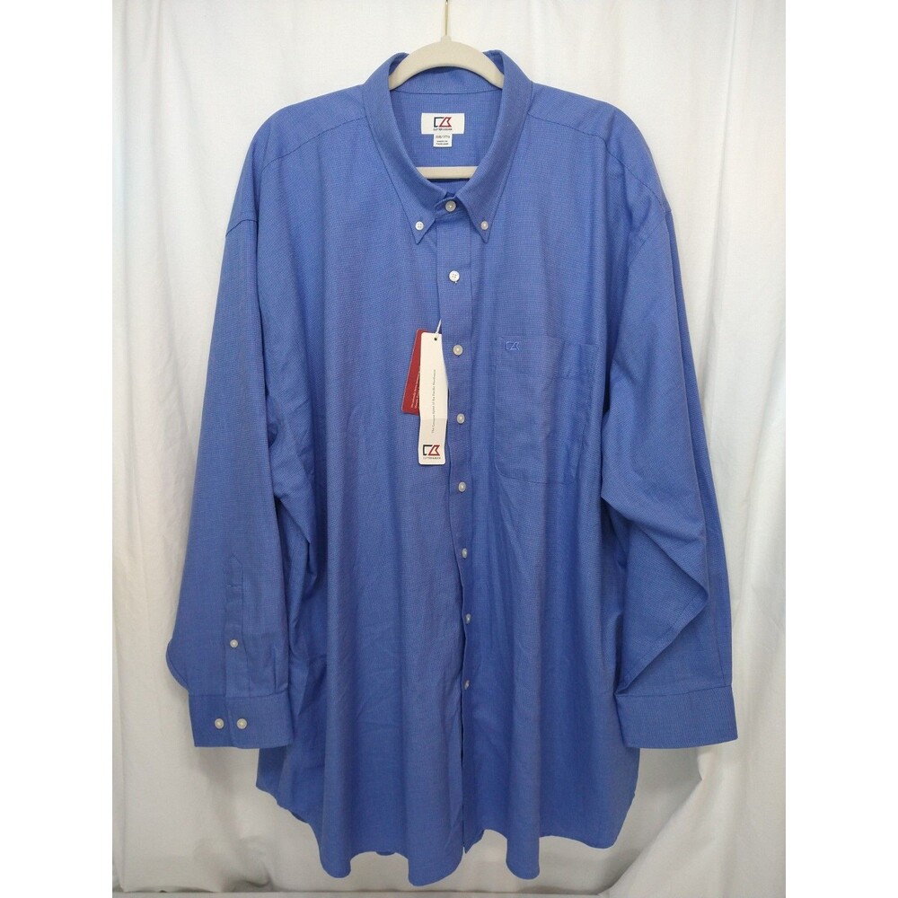 NWT Cutter & Buck Long Sleeve Button Down Dress Shirt Mens 3XB/3TG Blue